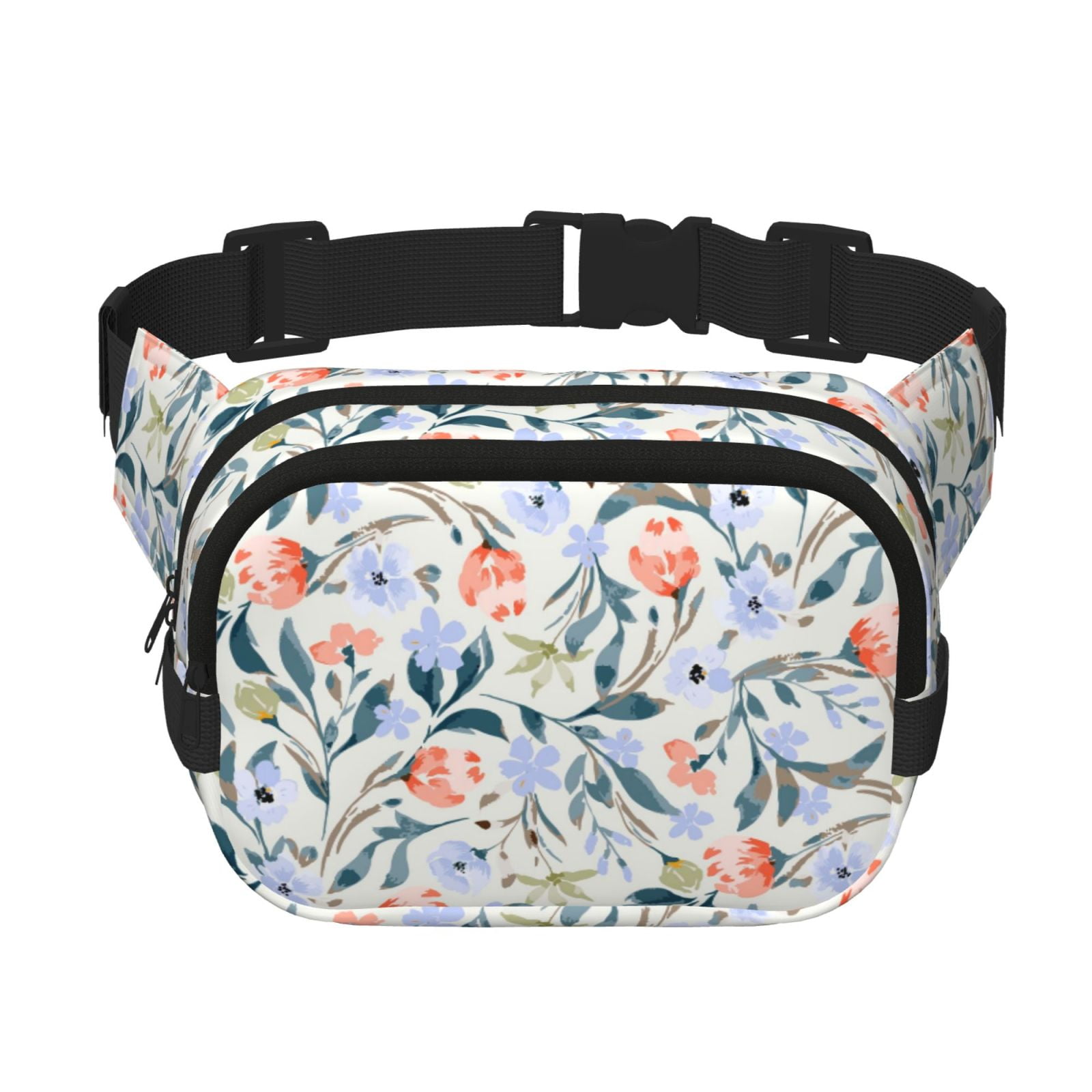 Picia Watercolor Wildflowers 1 Print Square Double-Layer Waist Bag Mini Adjustable Waist Belt Bag Exercise Running Travel Hiking