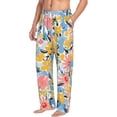 thumbnail image 1 of Picia Watercolor Wildflowers Mens Soft Woven Cotton Elastic Waistband Sleep Pajama Pant Lounge Sleep Pant With Pockets And Drawstring-Small, 1 of 9