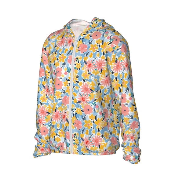 Picia Watercolor Wildflowers Women's Men's UPF 50+ Sun Protection Hoodie Shirt Long Sleeve SPF Fishing Outdoor UV Hiking Lightweight Shirts-Small