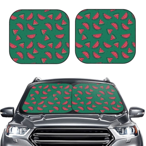 Picia Watermelon 2 Piece Car Windshield Sun Shade Foldable | Foldable Sun Shield for Front Window Blocks UV Rays and Keeps Your Vehicle Cool-Large