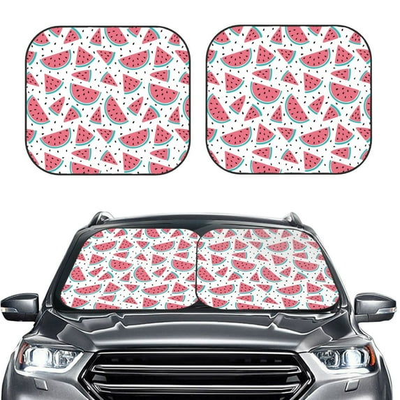 Picia Watermelon 2 Piece Car Windshield Sun Shade Foldable | Foldable Sun Shield for Front Window Blocks UV Rays and Keeps Your Vehicle Cool-Large