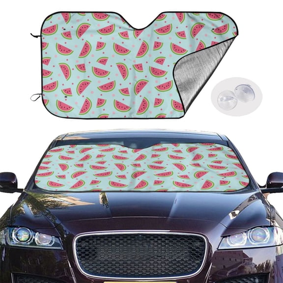 Picia Watermelon Curved Windshield Sunshade Accordion Folding Style Auto Shade for Car Truck SUV Van Blocks UV Ray Sun Visor Protector -Small