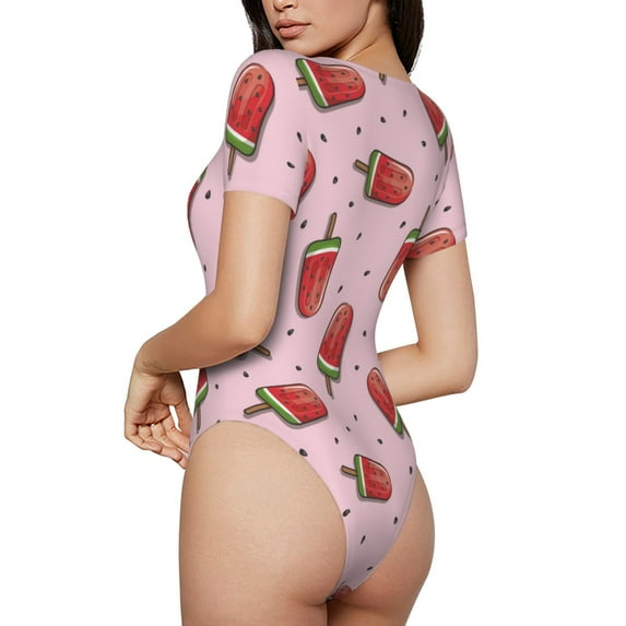 Picia Watermelon Ice Cream Womens One Piece Swimsuits Modest Tummy Control Bathing Suits Lace Up Slimming Swim Suit-X-Large