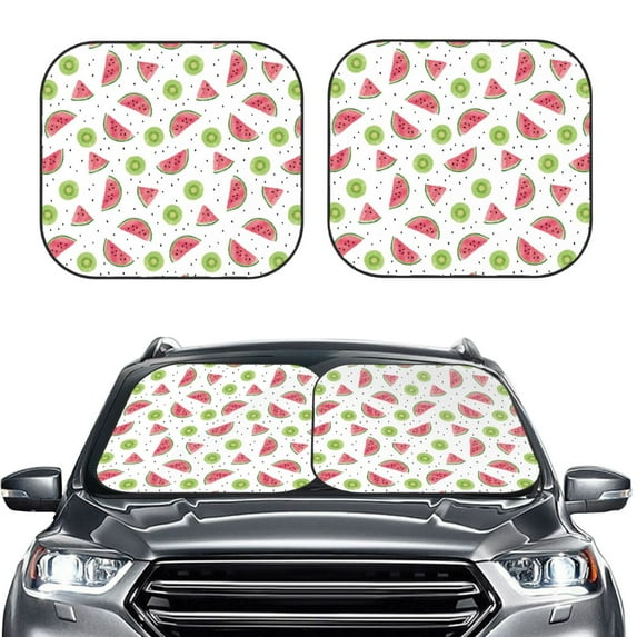 Picia Watermelon And Kiwi 2 Piece Car Windshield Sun Shade Foldable | Foldable Sun Shield for Front Window Blocks UV Rays and Keeps Your Vehicle Cool-