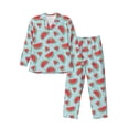 thumbnail image 1 of Picia Watermelon Pattern Men’s Long-Sleeve Sleepwear Set - Soft 2-Piece Loungewear with Pockets, Comfy PJs for Relaxing Nights-Large, 1 of 7