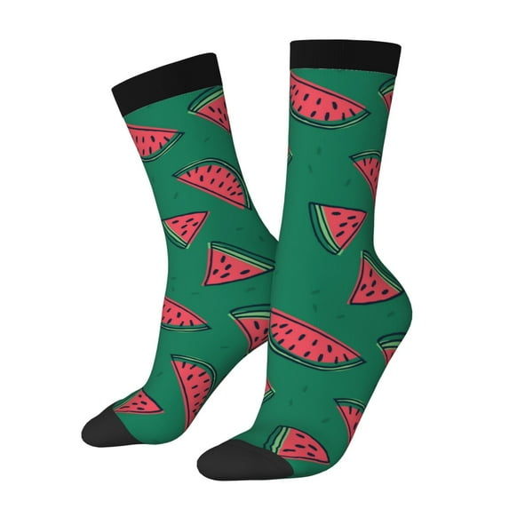 Picia Watermelon Print Athletic Socks for Men & Women – Cushioned Moisture-Wicking Crew Socks for Sports, Running, and Training, Soft & Breathable Size 5-11