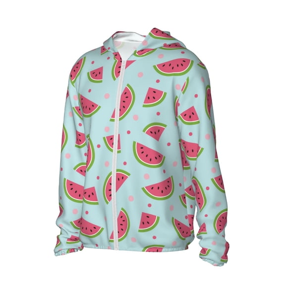 Picia Watermelon Women's Men's UPF 50+ Sun Protection Hoodie Shirt Long Sleeve SPF Fishing Outdoor UV Hiking Lightweight Shirts-3X-Large