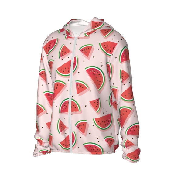 Picia Watermelon Women's Men's UPF 50+ Sun Protection Hoodie Shirt Long Sleeve SPF Fishing Outdoor UV Hiking Lightweight Shirts-