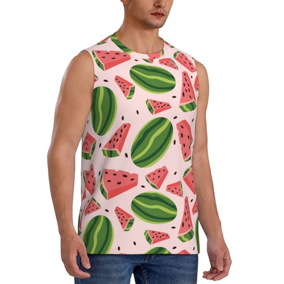 Picia Watermelon mens Cotton Tank Undershirts , Moisture-wicking Ribbed Tanks, Lightweight Cotton Tank Undershirts-XX-Large