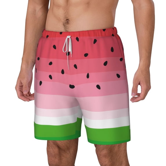 Picia Watermelon pattern Mens Swim Trunks with Compression Liner Stretch Beach Shorts Quick Dry with Zipper Pockets No-Chafing Board Shorts-3X-Large