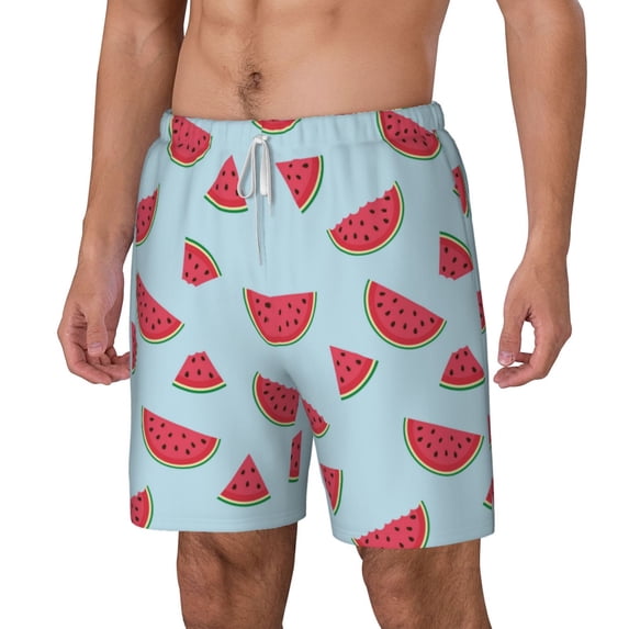 Picia Watermelon pattern Mens Swim Trunks with Compression Liner Stretch Beach Shorts Quick Dry with Zipper Pockets No-Chafing Board Shorts-Small