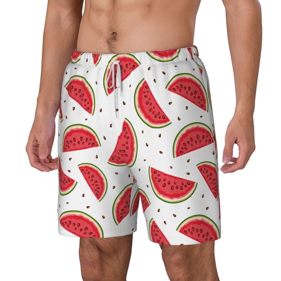 Picia Watermelon pattern Mens Swim Trunks with Compression Liner Stretch Beach Shorts Quick Dry with Zipper Pockets No-Chafing Board Shorts-Small