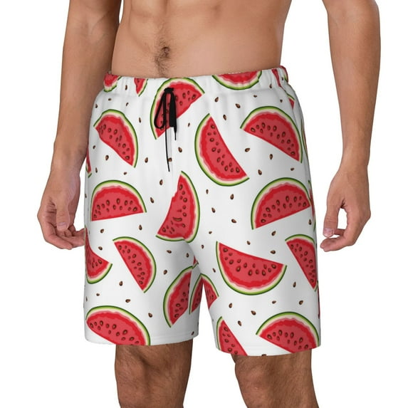 Picia Watermelon pattern Mens Swim Trunks with Compression Liner Stretch Beach Shorts Quick Dry with Zipper Pockets No-Chafing Board Shorts-XX-Large