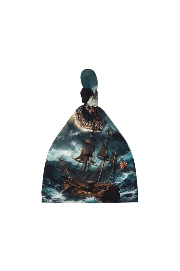 Wave Sailboat Shark Printed Preemie Hats for Baby Girls Cotton Premature Knot Hats Newborn Hospital Cap Warm Knot Beanie Nicu for Preemie Girls and Boys