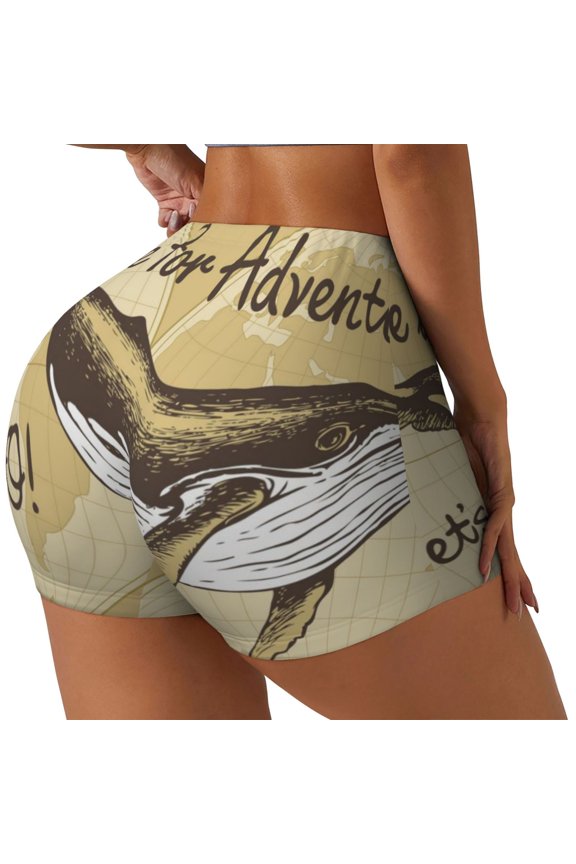 We Live for Adventure Printed Workout Shorts for Women Seamless Scrunch Butt Lifting High Waisted Yoga Gym Booty Running Moisture-wicking Short Pants-XX-Large