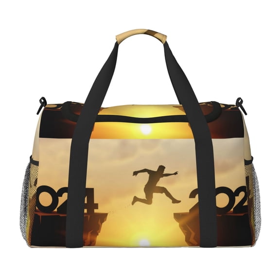 Picia Welcome Merry Christmas In 2025 Print Travel Duffle Bag,Weekender Bags for Women with Shoe Compartment, Gym Duffel Bag with Wet Pocket, Hospital Bags for Labor and Delivery