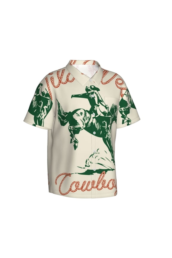 West Cowboys Gentle Cotton Regular Fit Short Sleeve Casual Hawaiian Shirt for Men-Small