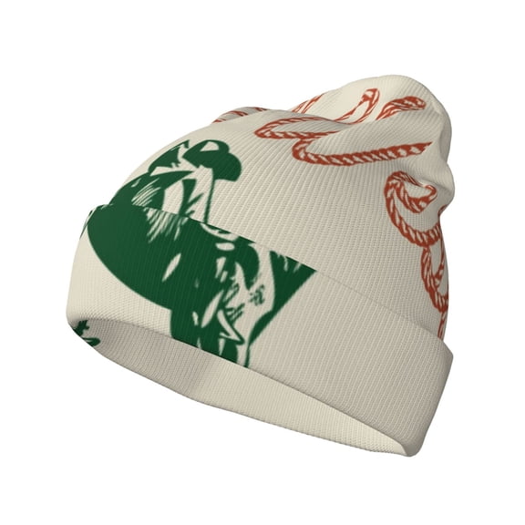 Picia West Cowboys Pattern Knitted Beanie Hat for Men and Women , Unisex Winter Warm Stretchy Knit Cap Thick Fisherman Beanies Cuffed Plain Skull Caps