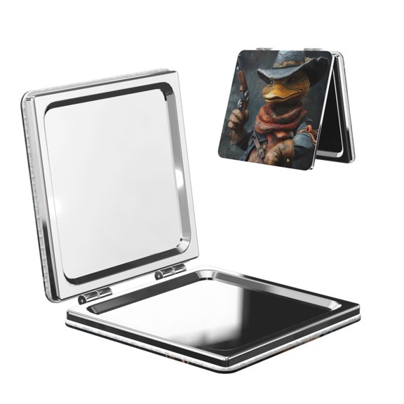 Picia Western Cowboy Duck for Compact Vanity Mirror , Travel Makeup Mirror , Portable Magnifying Cosmetic Mirror for Daily, Work, Business-Square
