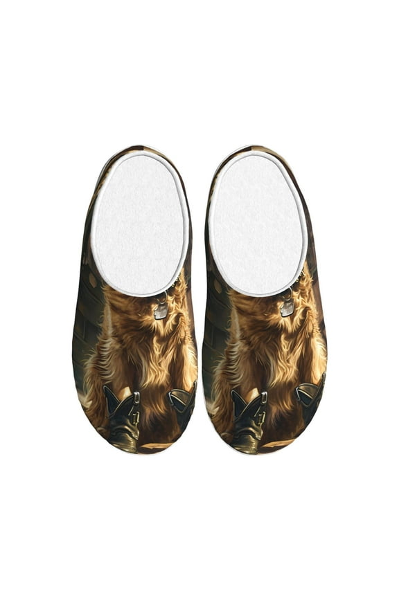 Western Cowboy Golden Retriever for Women's Lamb-hug Comfy Fleece House Slippers Memory Foam, Slip-on House Shoes Indoor Outdoor-40/41