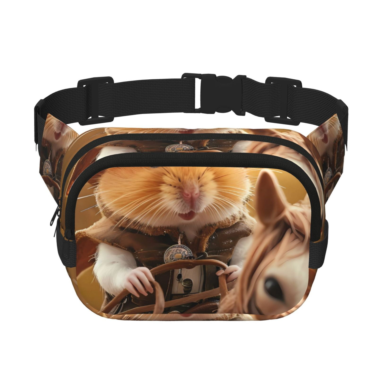 Picia Western Cowboy Guinea Pig Print Square Double-Layer Waist Bag Mini Adjustable Waist Belt Bag Exercise Running Travel Hiking