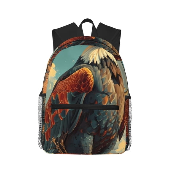Picia Western Desert Cactus Bald Eagle Large Capacity Backpack Classic Style Backpack Casual Backpack Water-Resistant School Work Travel Outdoor Backpack