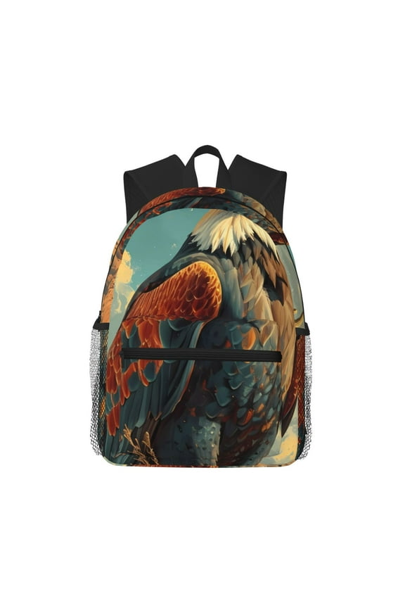 Western Desert Cactus Bald Eagle Large Capacity Backpack Classic Style Backpack Casual Backpack Water-Resistant School Work Travel Outdoor Backpack