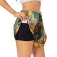 thumbnail image 1 of Picia Western Desert Cactus Bald Eagle Pattern Women's 2 in 1 Athletic Running Shorts High Waisted Workout Casual Gym Sweat Shorts with Comfy Liner Zipper Pockets-Small, 1 of 9