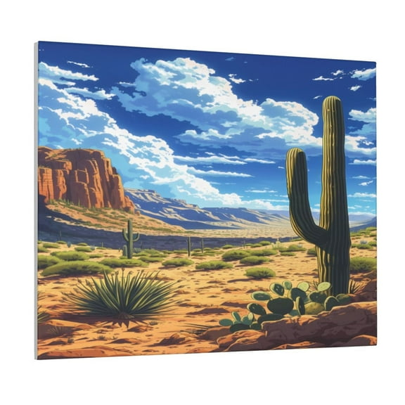 Picia Western Desert Cactus Pattern Decorative Picture – Unique Wall Art, Modern Canvas Print for Trendy Interiors (Horizontal)