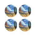 thumbnail image 1 of Picia Western Desert Cactus Printed Leather Coasters for Drinks, 4" Drink Coasters Set of 4 for Tabletop Protection, Handmade Luxurious Home Décor and Housewarming Gift -Round Shape, 1 of 6