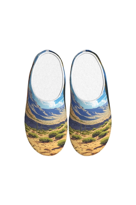 Western Desert Cactus for Women's Lamb-hug Comfy Fleece House Slippers Memory Foam, Slip-on House Shoes Indoor Outdoor-44/45
