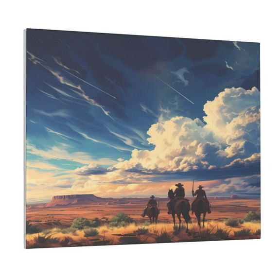 Picia Western Desert Cloud Cowboy Pattern Decorative Picture – Unique Wall Art, Modern Canvas Print for Trendy Interiors (Horizontal)