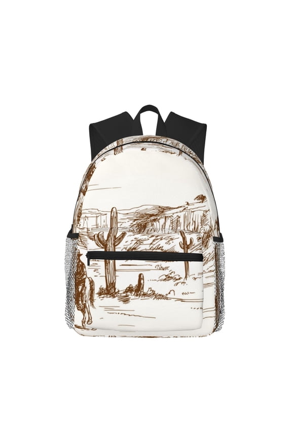 Western Desert Cowboys Large Capacity Backpack Classic Style Backpack Casual Backpack Water-Resistant School Work Travel Outdoor Backpack