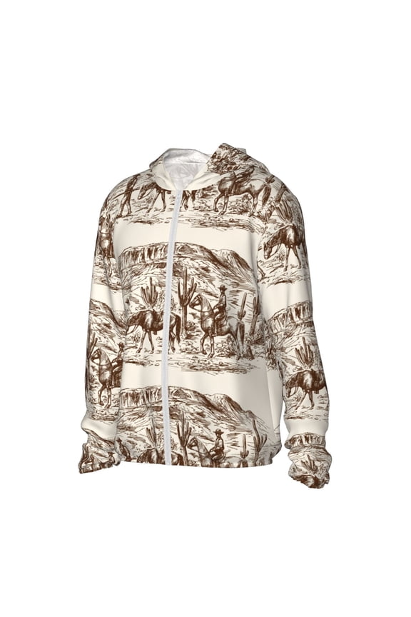 Western Desert Cowboys2 Women's Men's UPF 50+ Sun Protection Hoodie Shirt Long Sleeve SPF Fishing Outdoor UV Hiking Lightweight Shirts-XX-Large