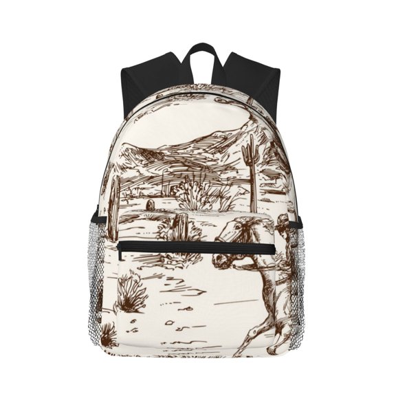 Picia Western Desert Cowboys3 Large Capacity Backpack Classic Style Backpack Casual Backpack Water-Resistant School Work Travel Outdoor Backpack