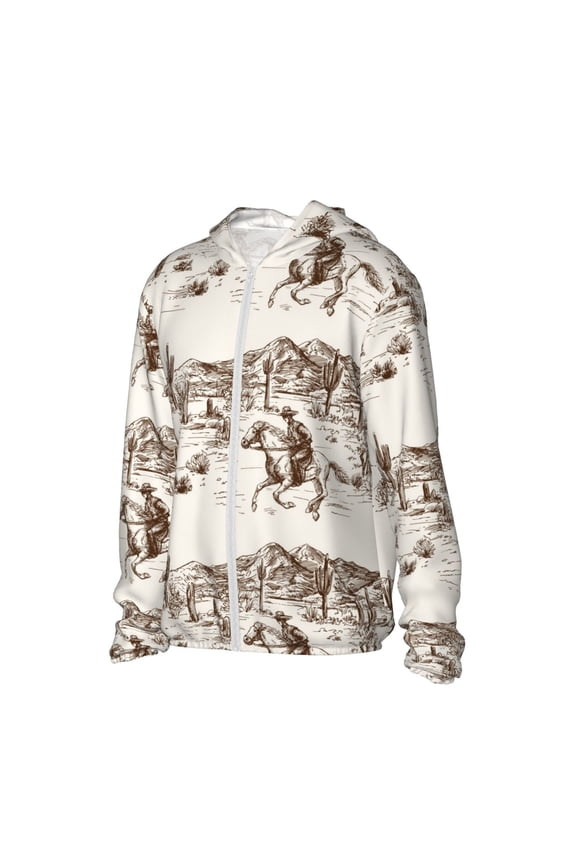 Western Desert Cowboys3 Women's Men's UPF 50+ Sun Protection Hoodie Shirt Long Sleeve SPF Fishing Outdoor UV Hiking Lightweight Shirts-