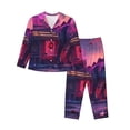 thumbnail image 1 of Picia Western Style Dinosaur Pattern Women’s Long-Sleeve Sleepwear Set - Soft 2-Piece Loungewear with Pockets, Comfy PJs for Relaxing Nights-Medium, 1 of 7