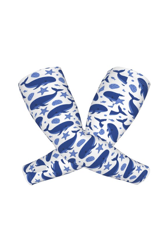Whale Arm Sleeves for Men and Women - Tattoo Cover Up UPF 50+ Cooling Sports Sleeve for Basketball Golf Football-One Size