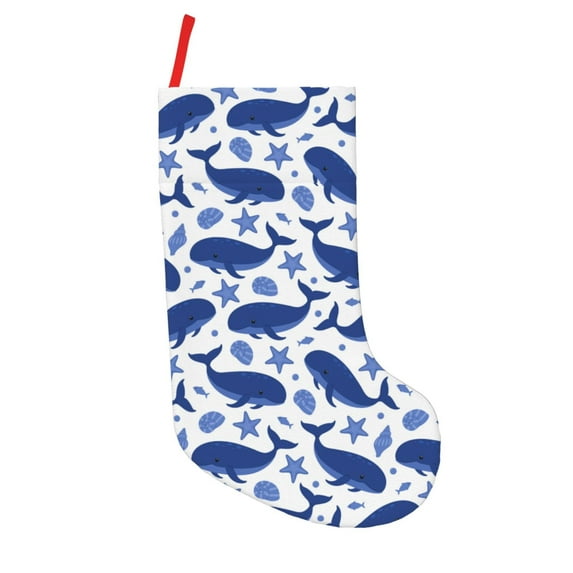 Picia Whale for 18in Christmas Stockings, Xmas Stocking for Kids, Holiday and Family Stocking for Fireplace or Party Decoration