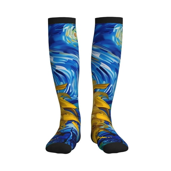 Picia Whimsical Sunflowers Night Sky Printed Sports Compression Socks - 15-20mmHg Graduated Compression, High-Performance Soft and Breathable Socks for Men and Women