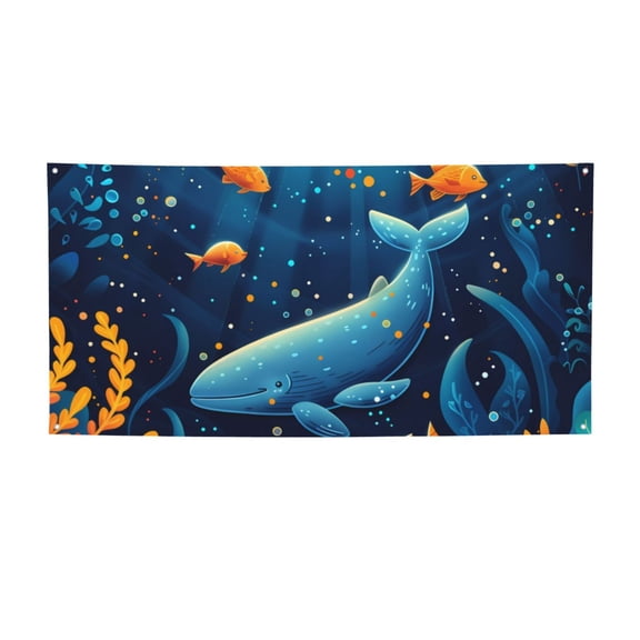 Picia Whimsical Underwater Fantasy Pattern Party Banner, Festive Decoration, Holiday Banner, Celebration Decor, Event Banner, Reusable Party Banner-Small