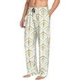 thumbnail image 1 of Picia White And Gold Geometry Mens Soft Woven Cotton Elastic Waistband Sleep Pajama Pant Lounge Sleep Pant With Pockets And Drawstring-Small, 1 of 9
