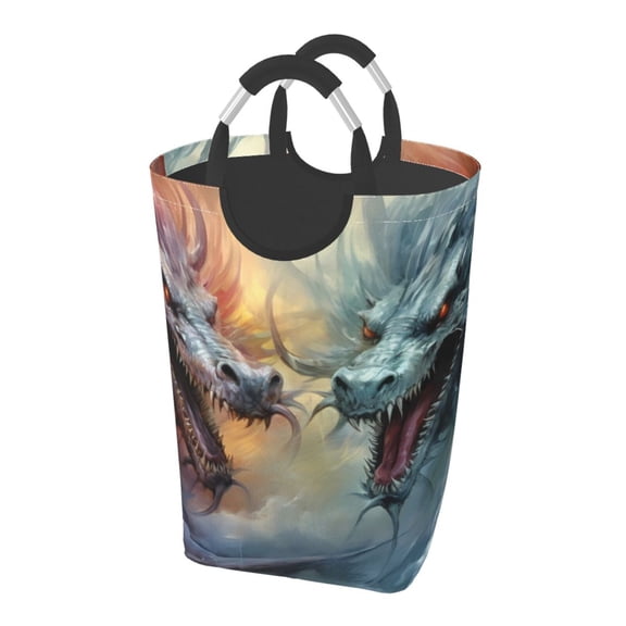Picia White And Red Storm Dragon Laundry Basket With Handles Laundry Hamper Toys Storage Organizer Foldable Bucket Washing Bin Dirty Clothes Bag For Home Bathroom Bedroom Dorm