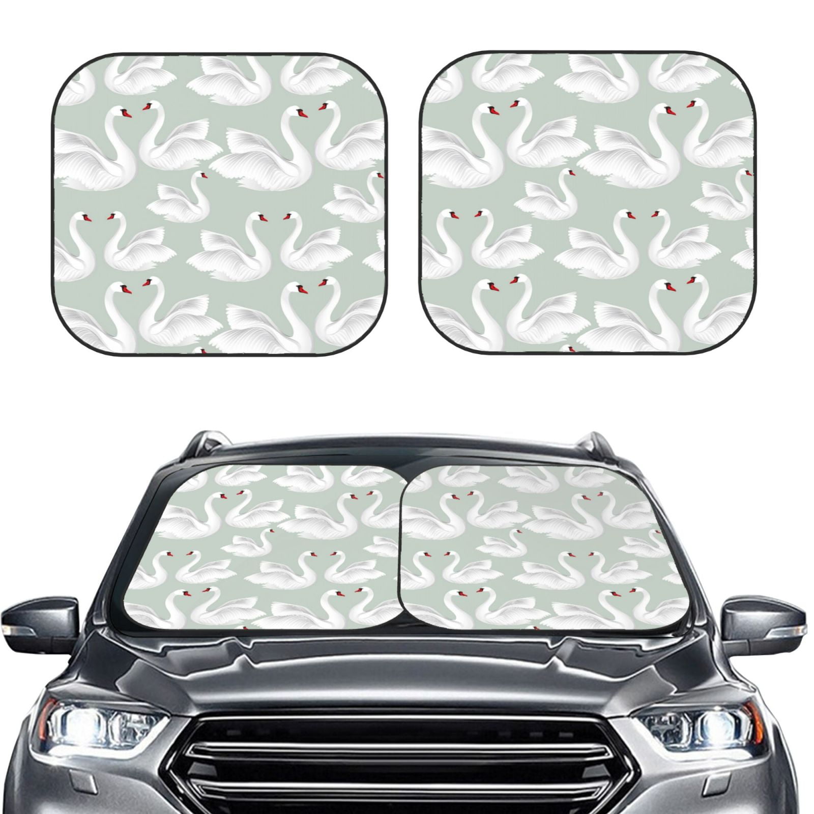Picia White Birds 2 Piece Car Windshield Sun Shade Foldable Foldable