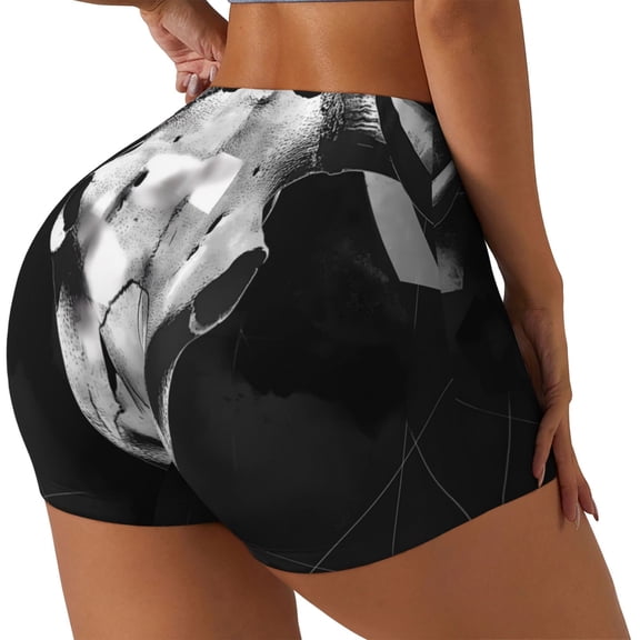 Picia White Black Sheep skull Printed Workout Shorts for Women Seamless Scrunch Butt Lifting High Waisted Yoga Gym Booty Running Moisture-wicking Short Pants-Large