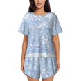 thumbnail image 1 of Picia White Bule Glitter Pajamas Sets for Women Soft Short-Sleeved Pjs with Lounge Shorts Two Piece Sleepwear-Medium, 1 of 9