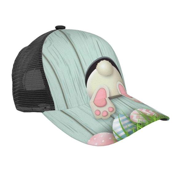 Picia White Bunny Bottom And Easter Eggs Pattern Trucker Hat,Baseball Cap,Sun Protection Cap,Stylish Headwear,Leisure Cap,Outdoor Sports Cap