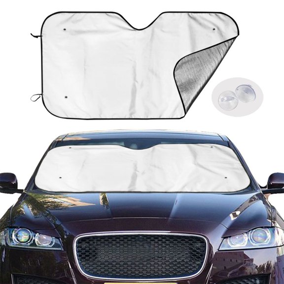 Picia White Curved Windshield Sunshade Accordion Folding Style Auto Shade for Car Truck SUV Van Blocks UV Ray Sun Visor Protector -Small