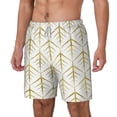 thumbnail image 1 of Picia White And Gold Geometry pattern Mens Swim Trunks with Compression Liner Stretch Beach Shorts Quick Dry with Zipper Pockets No-Chafing Board Shorts-3X-Large, 1 of 9
