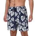 thumbnail image 1 of Picia White Leaves pattern Mens Swim Trunks with Compression Liner Stretch Beach Shorts Quick Dry with Zipper Pockets No-Chafing Board Shorts-X-Large, 1 of 9